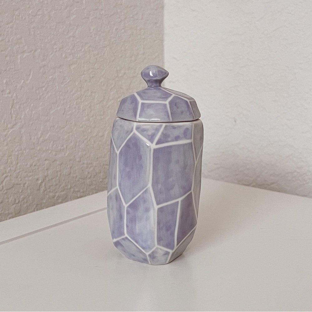 Anthropologie Iris Geometric Ceramic Jar Vase
